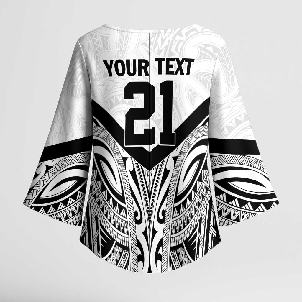 New Zealand Football Custom Kimono Sleeve Blouse All White Fern Go Champions LT9 - Polynesian Pride