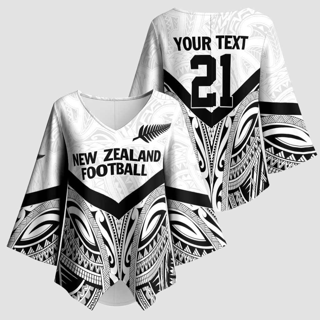 New Zealand Football Custom Kimono Sleeve Blouse All White Fern Go Champions LT9 - Polynesian Pride