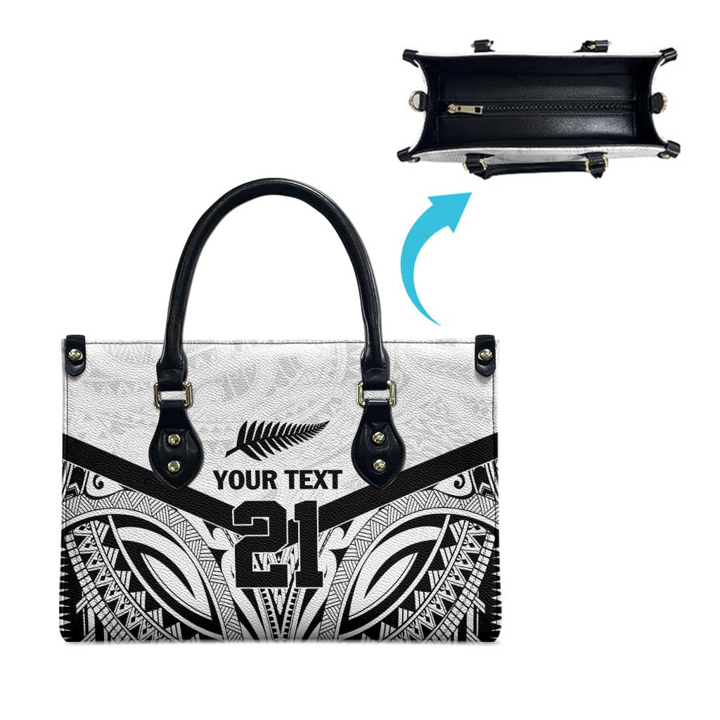 New Zealand Football Custom Leather Bag All White Fern Go Champions LT9 - Polynesian Pride