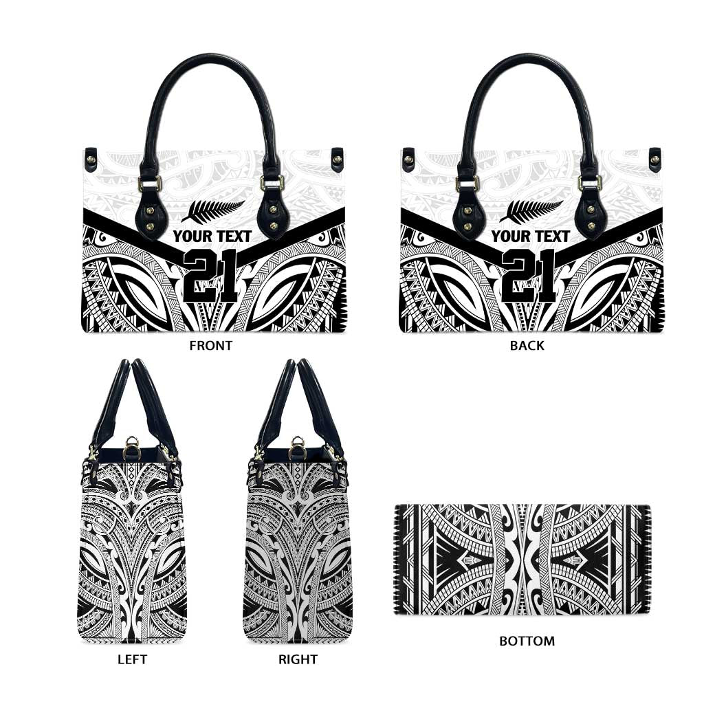 New Zealand Football Custom Leather Bag All White Fern Go Champions LT9 - Polynesian Pride
