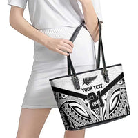 New Zealand Football Custom Leather Tote Bag All White Fern Go Champions LT9 - Polynesian Pride
