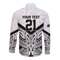 New Zealand Football Custom Long Sleeve Button Shirt All White Fern Go Champions LT9 - Polynesian Pride