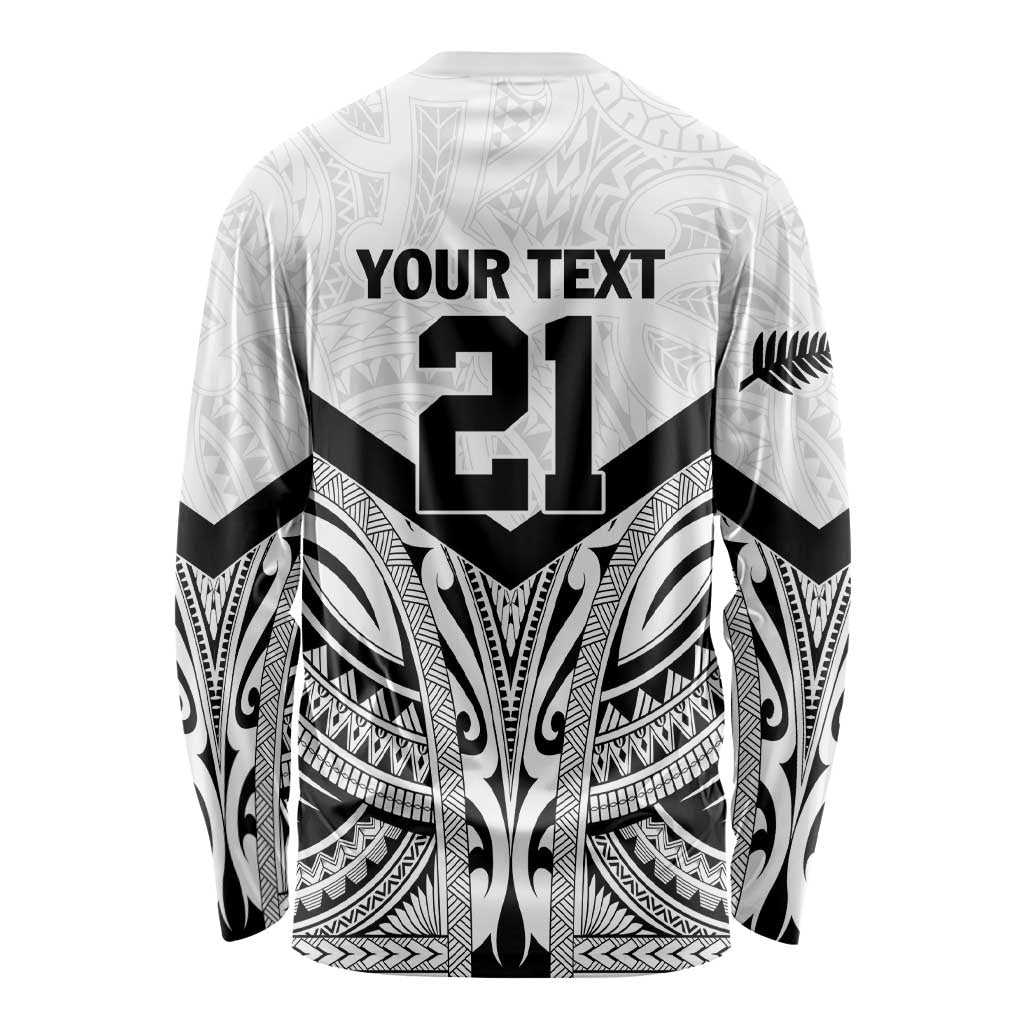 New Zealand Football Custom Long Sleeve Shirt All White Fern Go Champions LT9 - Polynesian Pride