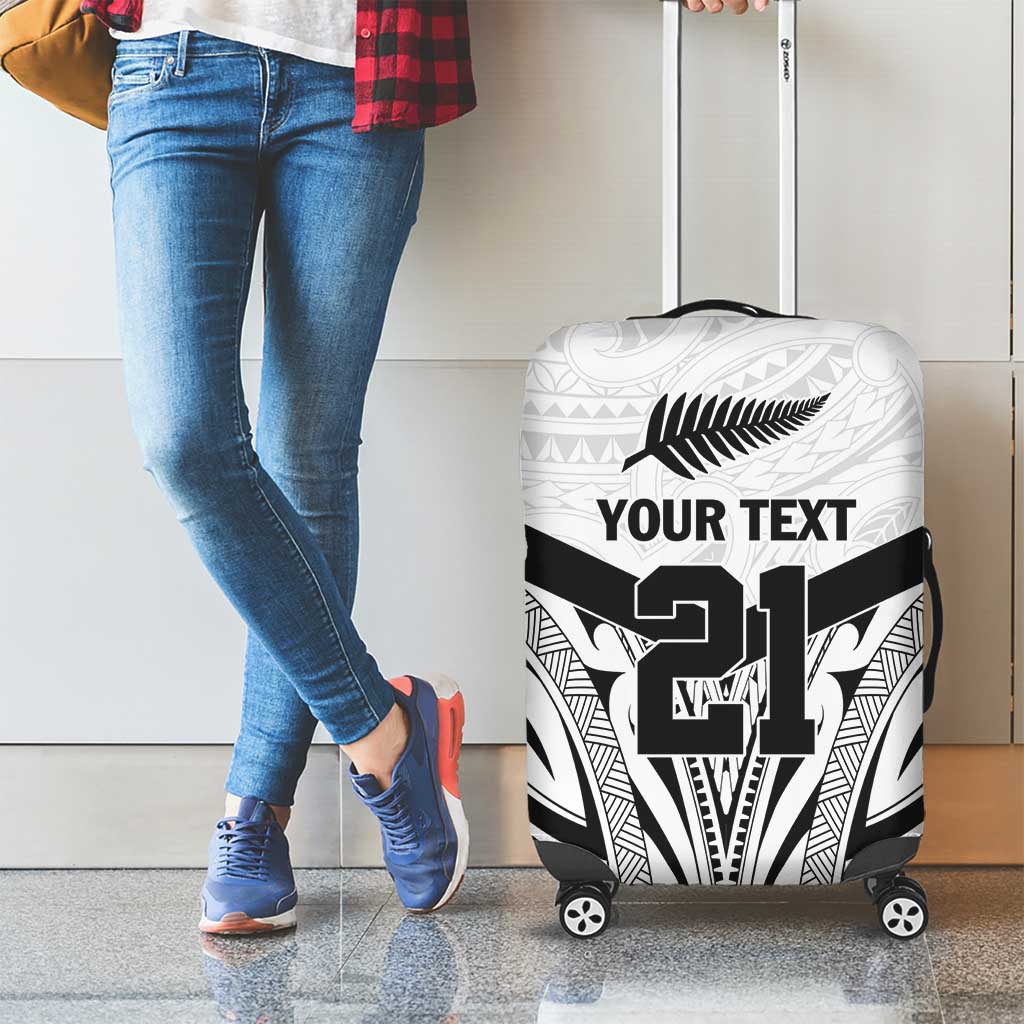 New Zealand Football Custom Luggage Cover All White Fern Go Champions