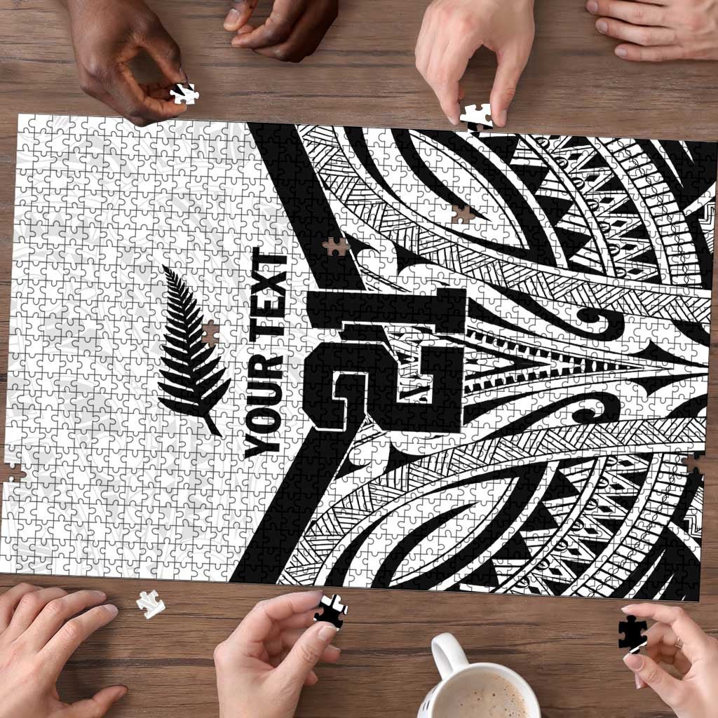 New Zealand Football Custom Puzzle All White Fern Go Champions - Polynesian Pride