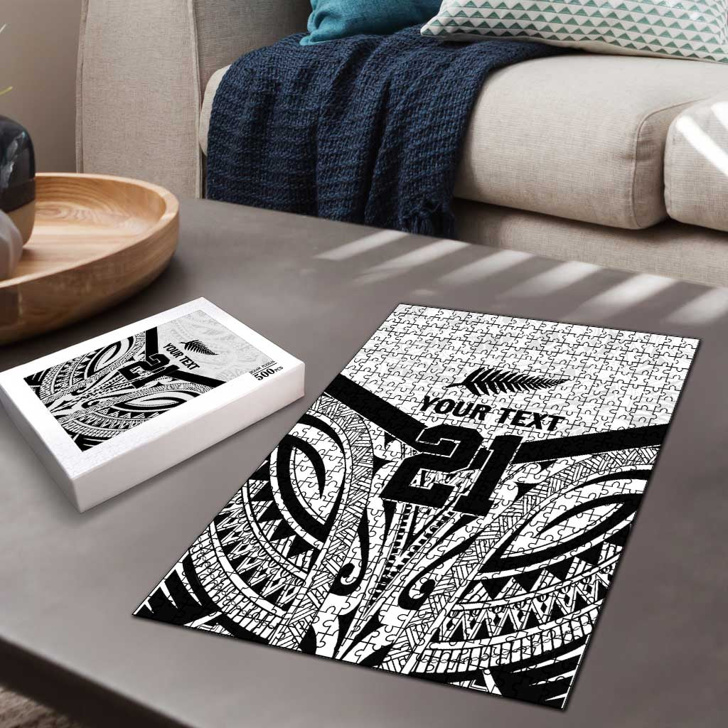 New Zealand Football Custom Puzzle All White Fern Go Champions - Polynesian Pride