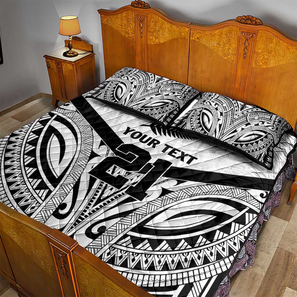 New Zealand Football Custom Quilt Bed Set All White Fern Go Champions LT9 - Polynesian Pride