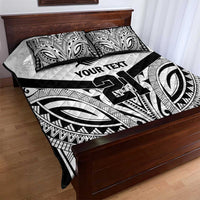 New Zealand Football Custom Quilt Bed Set All White Fern Go Champions LT9 - Polynesian Pride