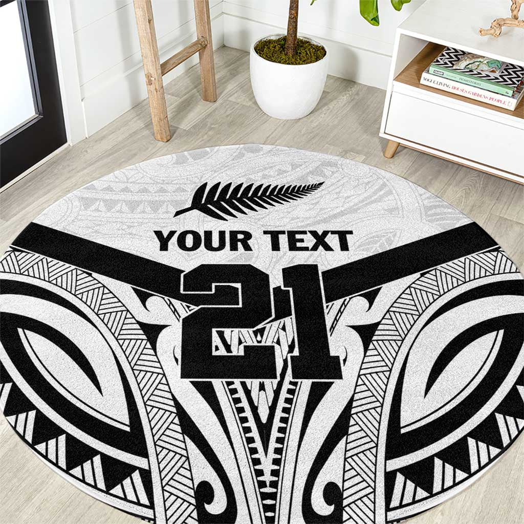 New Zealand Football Custom Round Carpet All White Fern Go Champions LT9 White - Polynesian Pride