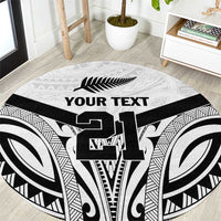 New Zealand Football Custom Round Carpet All White Fern Go Champions LT9 White - Polynesian Pride