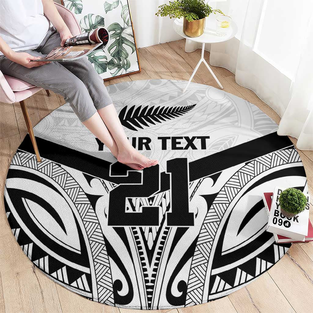 New Zealand Football Custom Round Carpet All White Fern Go Champions LT9 - Polynesian Pride