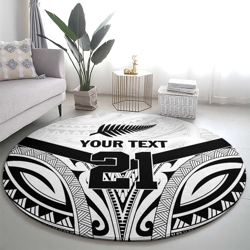 New Zealand Football Custom Round Carpet All White Fern Go Champions LT9 - Polynesian Pride