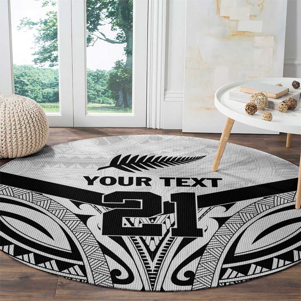 New Zealand Football Custom Round Carpet All White Fern Go Champions LT9 - Polynesian Pride
