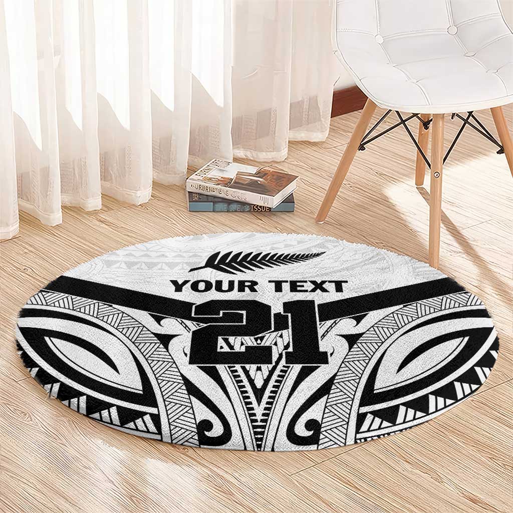 New Zealand Football Custom Round Carpet All White Fern Go Champions LT9 - Polynesian Pride