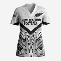 New Zealand Football Custom Scrub Top All White Fern Go Champions LT9 Adult White - Polynesian Pride