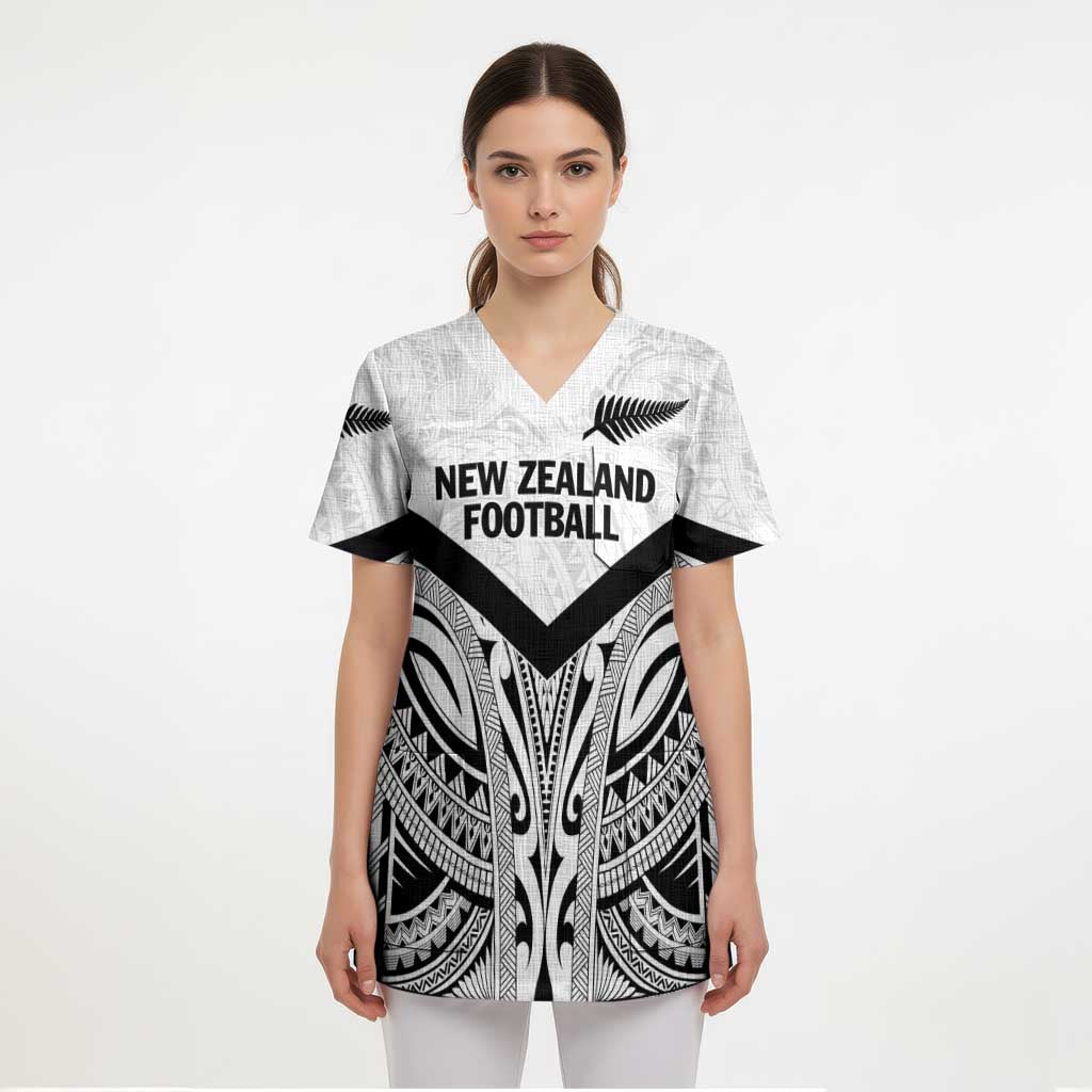 New Zealand Football Custom Scrub Top All White Fern Go Champions LT9 - Polynesian Pride