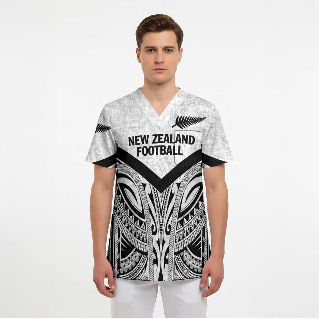 New Zealand Football Custom Scrub Top All White Fern Go Champions LT9 - Polynesian Pride