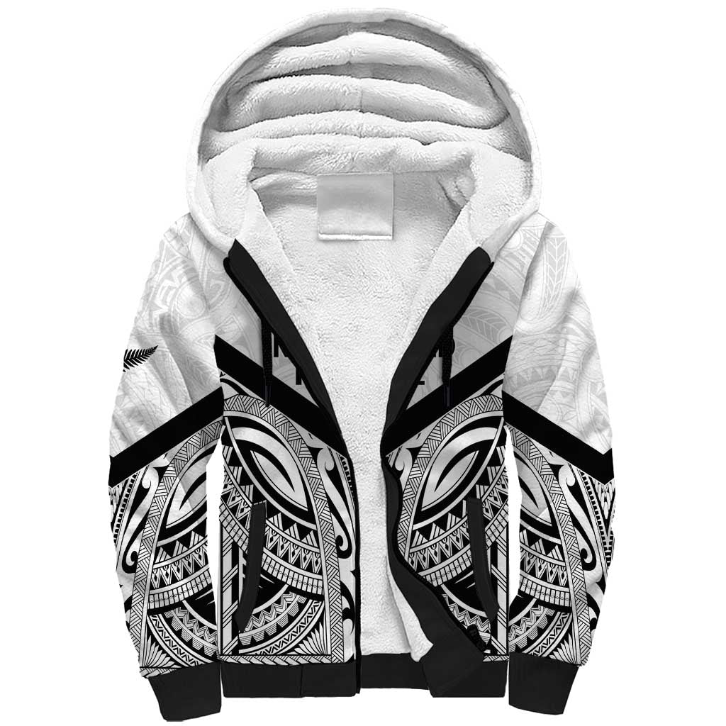 New Zealand Football Custom Sherpa Hoodie All White Fern Go Champions LT9 Unisex White - Polynesian Pride