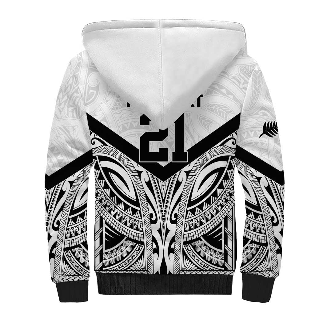 New Zealand Football Custom Sherpa Hoodie All White Fern Go Champions LT9 - Polynesian Pride