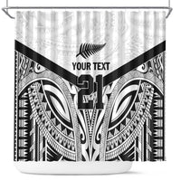 New Zealand Football Custom Shower Curtain All White Fern Go Champions LT9 White - Polynesian Pride