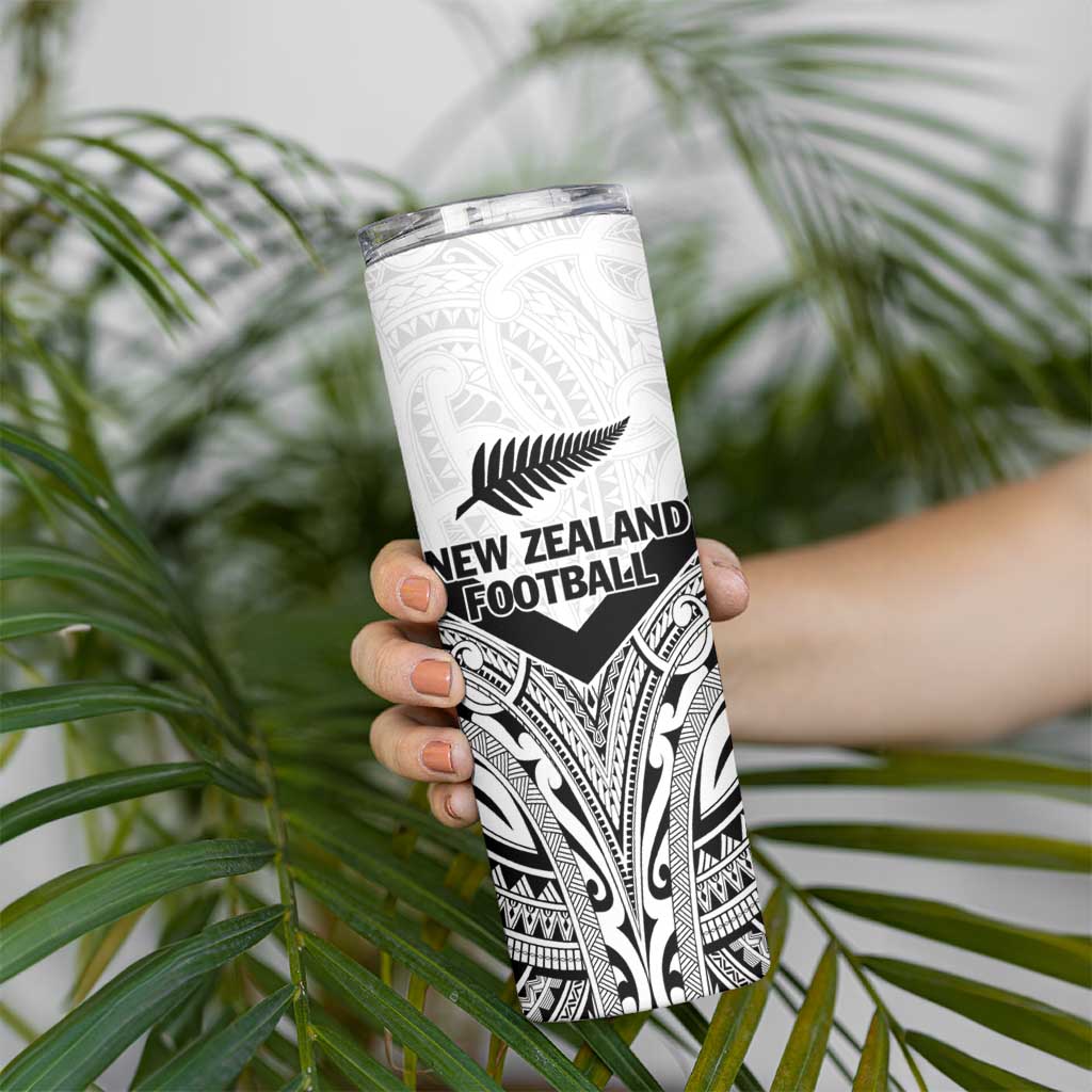 New Zealand Football Custom Skinny Tumbler All White Fern Go Champions LT9 - Polynesian Pride