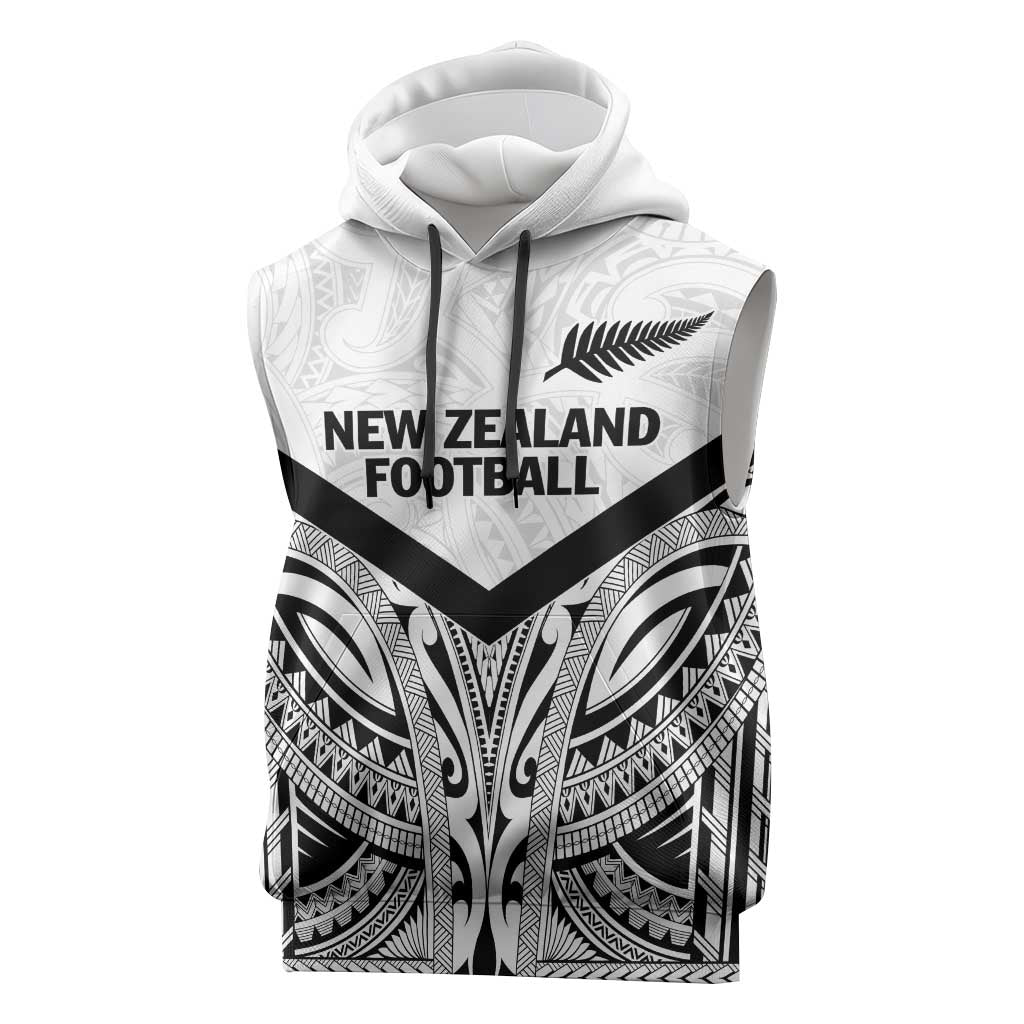 New Zealand Football Custom Sleeveless Hoodie All White Fern Go Champions - Polynesian Pride
