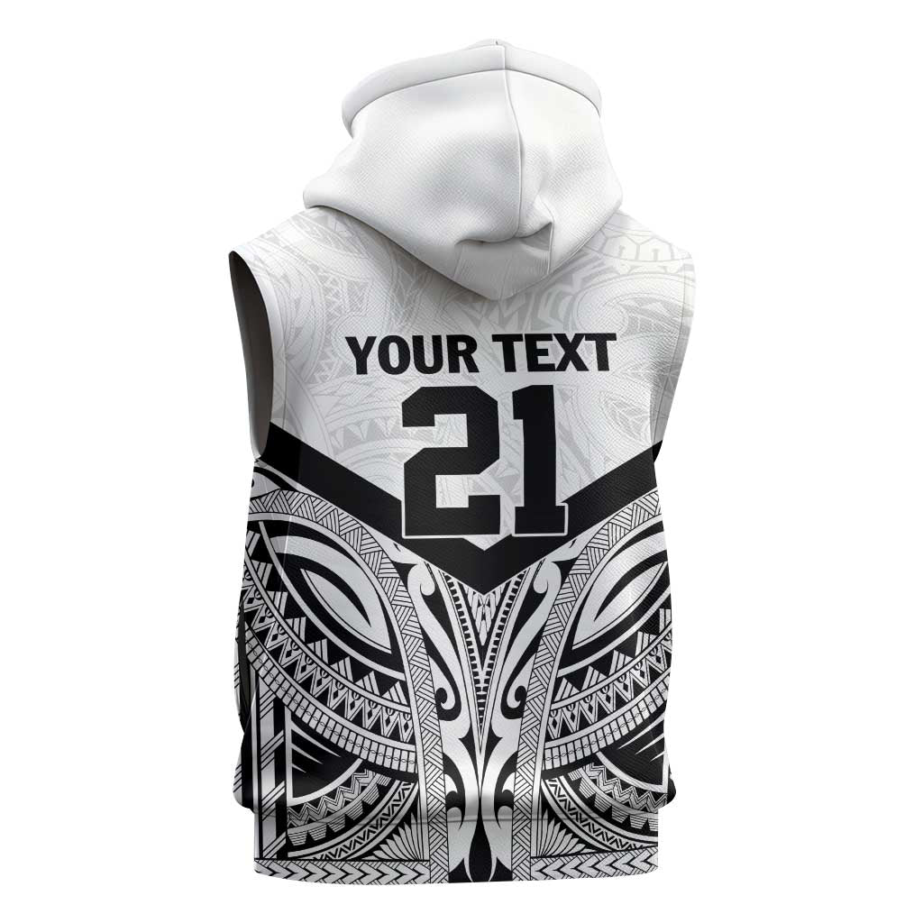 New Zealand Football Custom Sleeveless Zip Hoodie All White Fern Go Champions LT9 - Polynesian Pride