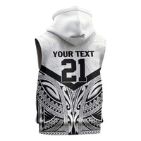 New Zealand Football Custom Sleeveless Zip Hoodie All White Fern Go Champions LT9 - Polynesian Pride