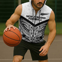 New Zealand Football Custom Sleeveless Zip Hoodie All White Fern Go Champions LT9 - Polynesian Pride