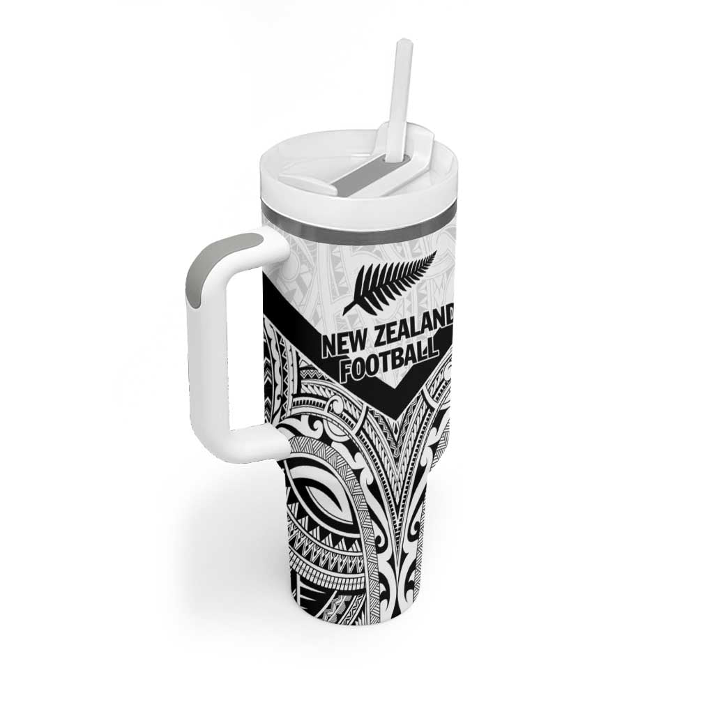 New Zealand Football Custom Tumbler With Handle All White Fern Go Champions LT9 - Polynesian Pride