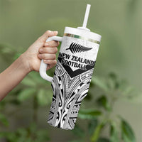 New Zealand Football Custom Tumbler With Handle All White Fern Go Champions LT9 - Polynesian Pride