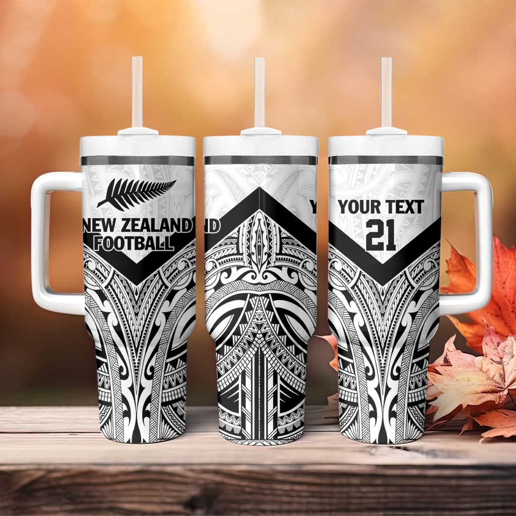New Zealand Football Custom Tumbler With Handle All White Fern Go Champions LT9 - Polynesian Pride