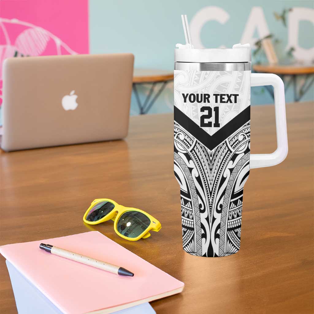 New Zealand Football Custom Tumbler With Handle All White Fern Go Champions LT9 - Polynesian Pride
