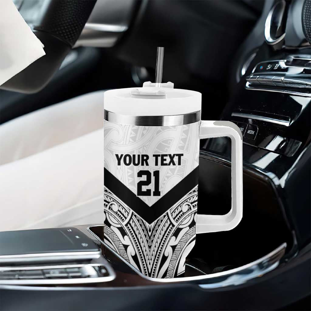 New Zealand Football Custom Tumbler With Handle All White Fern Go Champions LT9 - Polynesian Pride