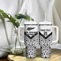 New Zealand Football Custom Tumbler With Handle All White Fern Go Champions LT9 - Polynesian Pride