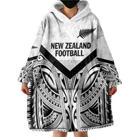 New Zealand Football Custom Wearable Blanket Hoodie All White Fern Go Champions LT9 - Polynesian Pride
