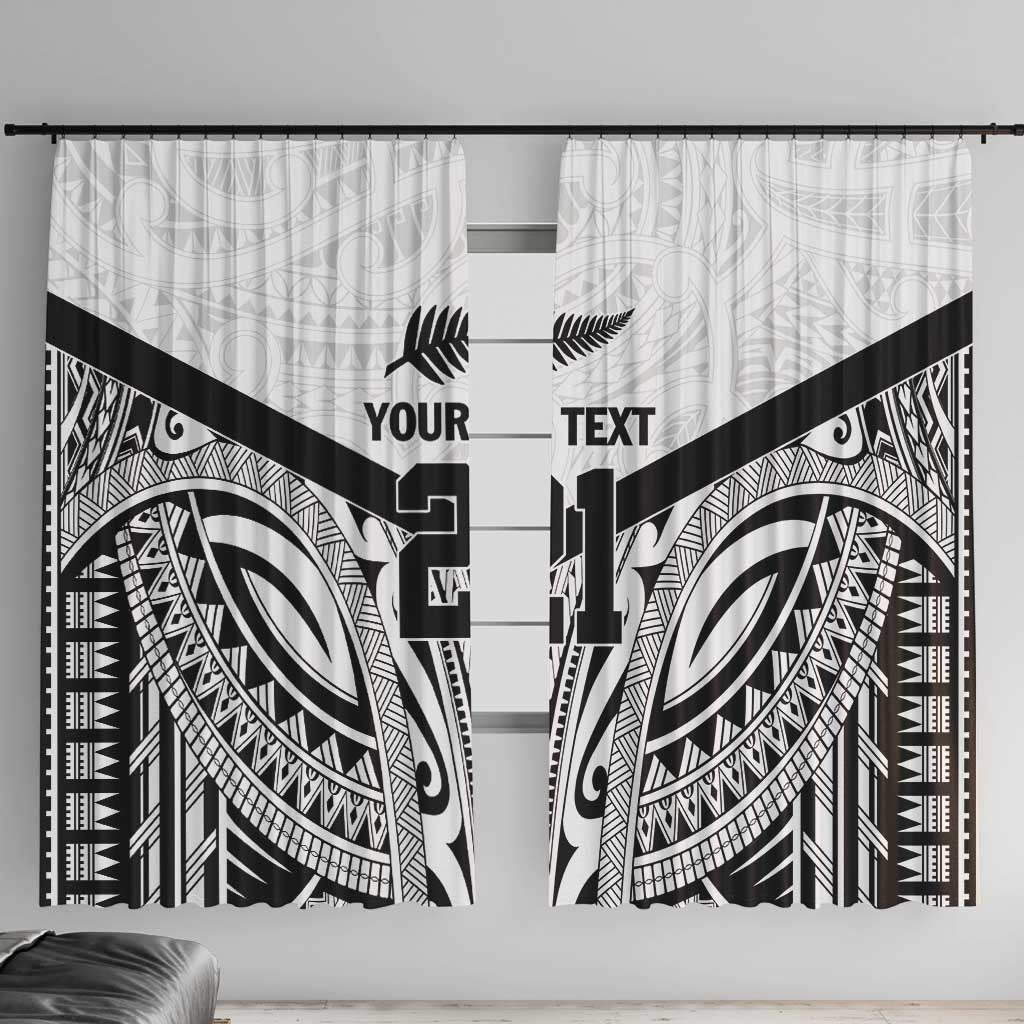 New Zealand Football Custom Window Curtain All White Fern Go Champions LT9 With Hooks White - Polynesian Pride