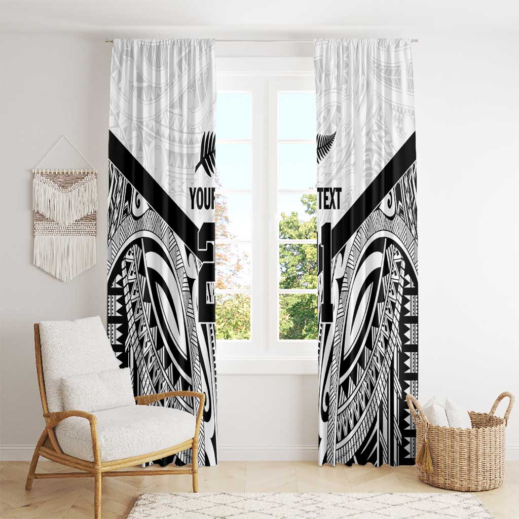New Zealand Football Custom Window Curtain All White Fern Go Champions LT9 - Polynesian Pride