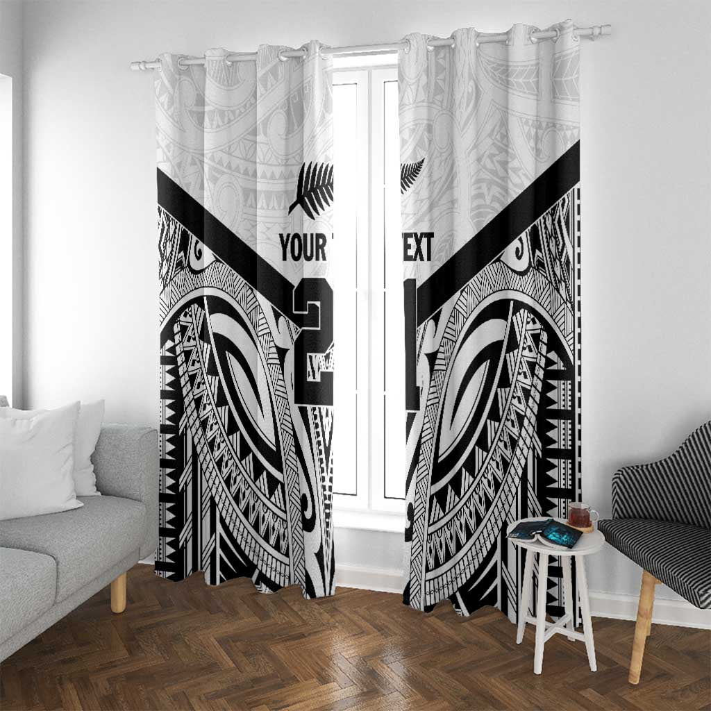 New Zealand Football Custom Window Curtain All White Fern Go Champions LT9 With Grommets White - Polynesian Pride