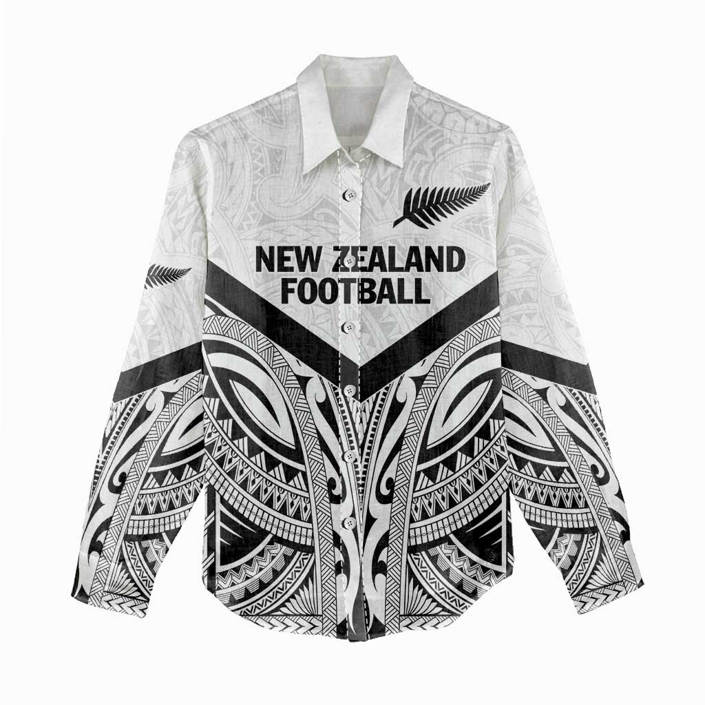 New Zealand Football Custom Women Casual Shirt All White Fern Go Champions