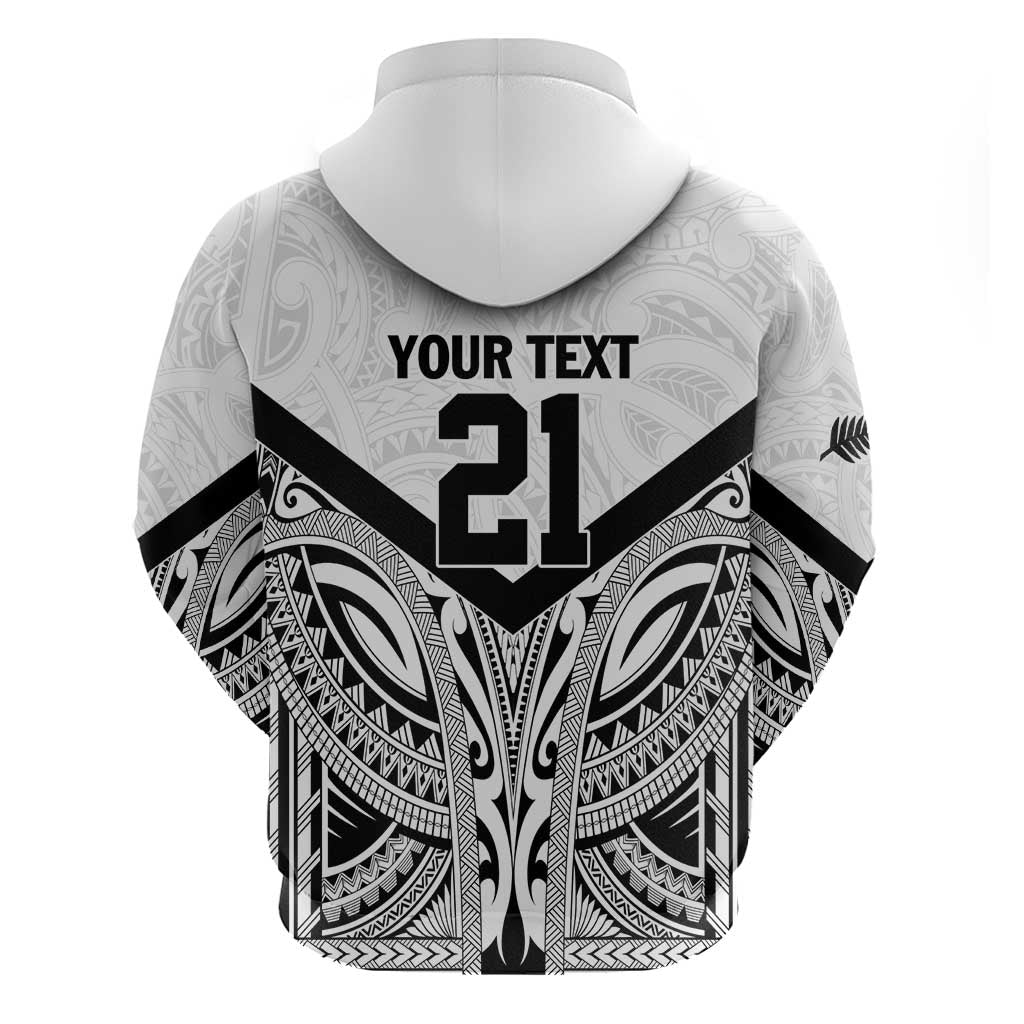 New Zealand Football Custom Zip Hoodie All White Fern Go Champions LT9 - Polynesian Pride