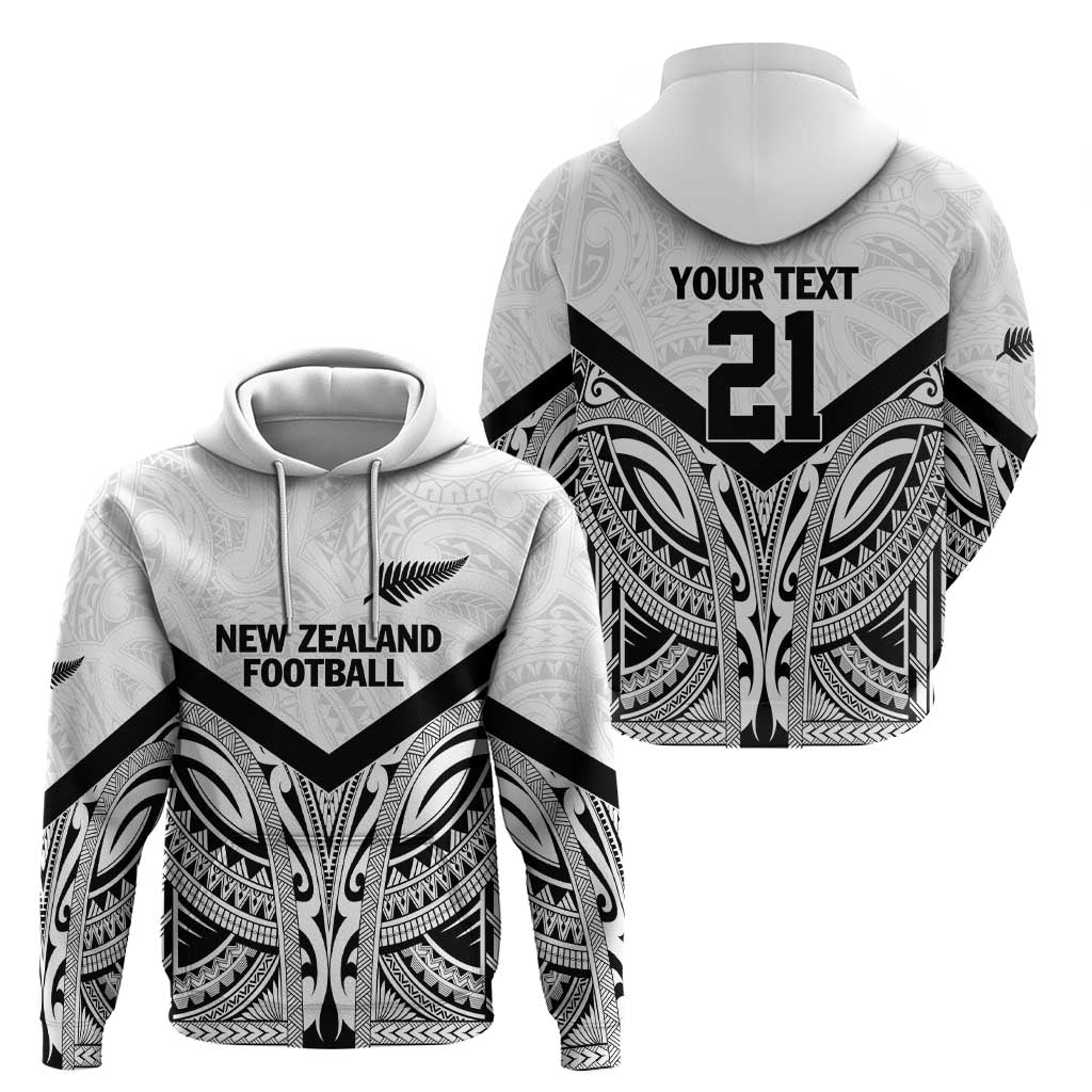 New Zealand Football Custom Zip Hoodie All White Fern Go Champions LT9 - Polynesian Pride