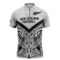 New Zealand Football Custom Zipper Polo Shirt All White Fern Go Champions LT9 White - Polynesian Pride