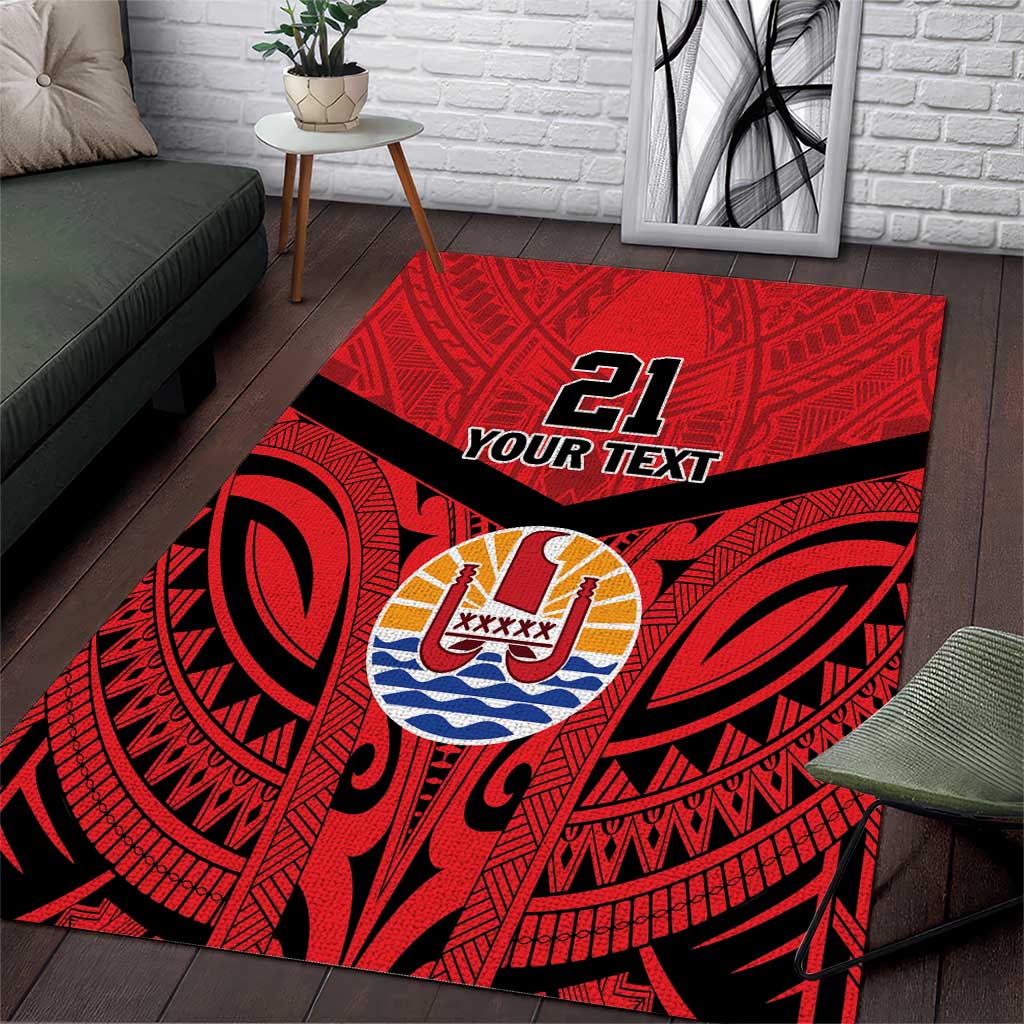 Tahiti Football Custom Area Rug Toa Aito Go Champions LT9 Red - Polynesian Pride