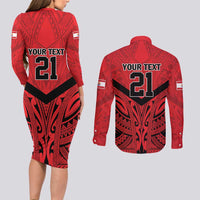 Tahiti Football Custom Couples Matching Long Sleeve Bodycon Dress and Long Sleeve Button Shirt Toa Aito Go Champions LT9 - Polynesian Pride