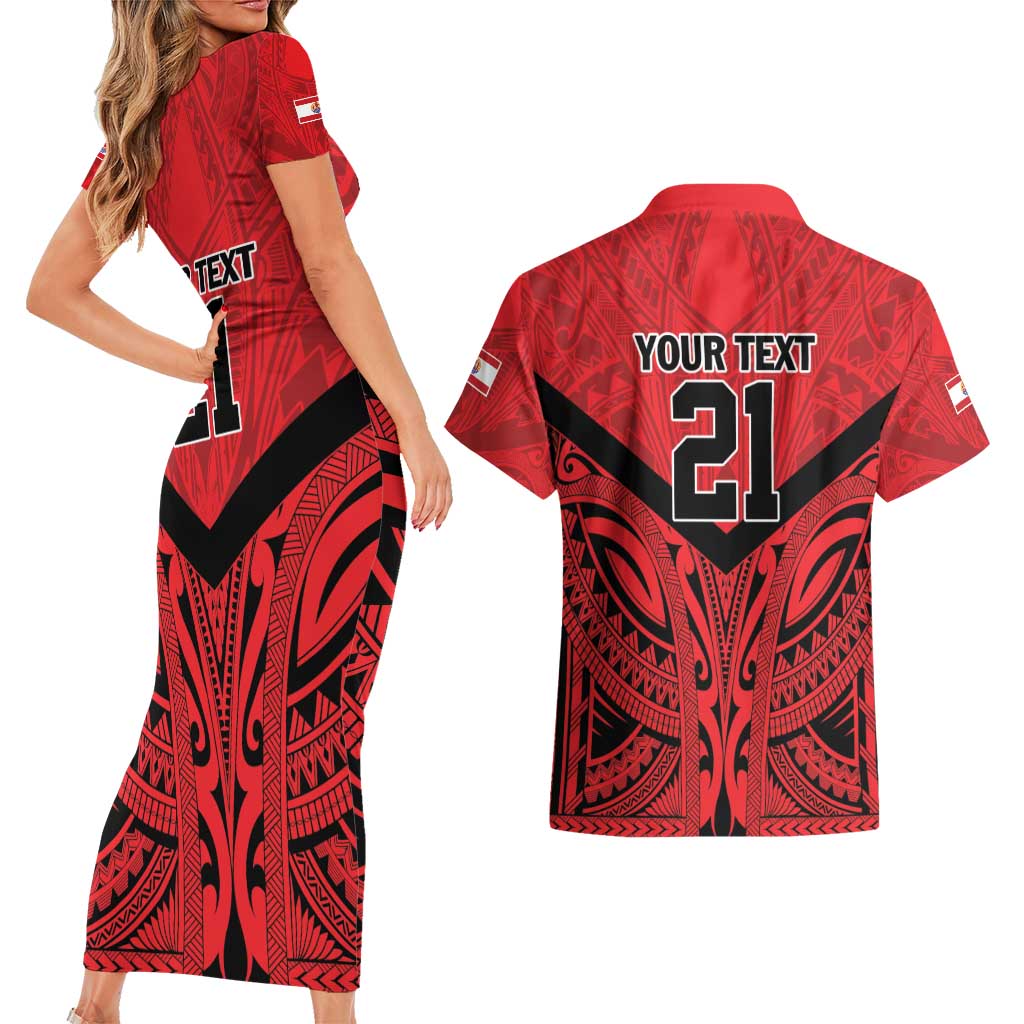 Tahiti Football Custom Couples Matching Short Sleeve Bodycon Dress and Hawaiian Shirt Toa Aito Go Champions LT9 - Polynesian Pride
