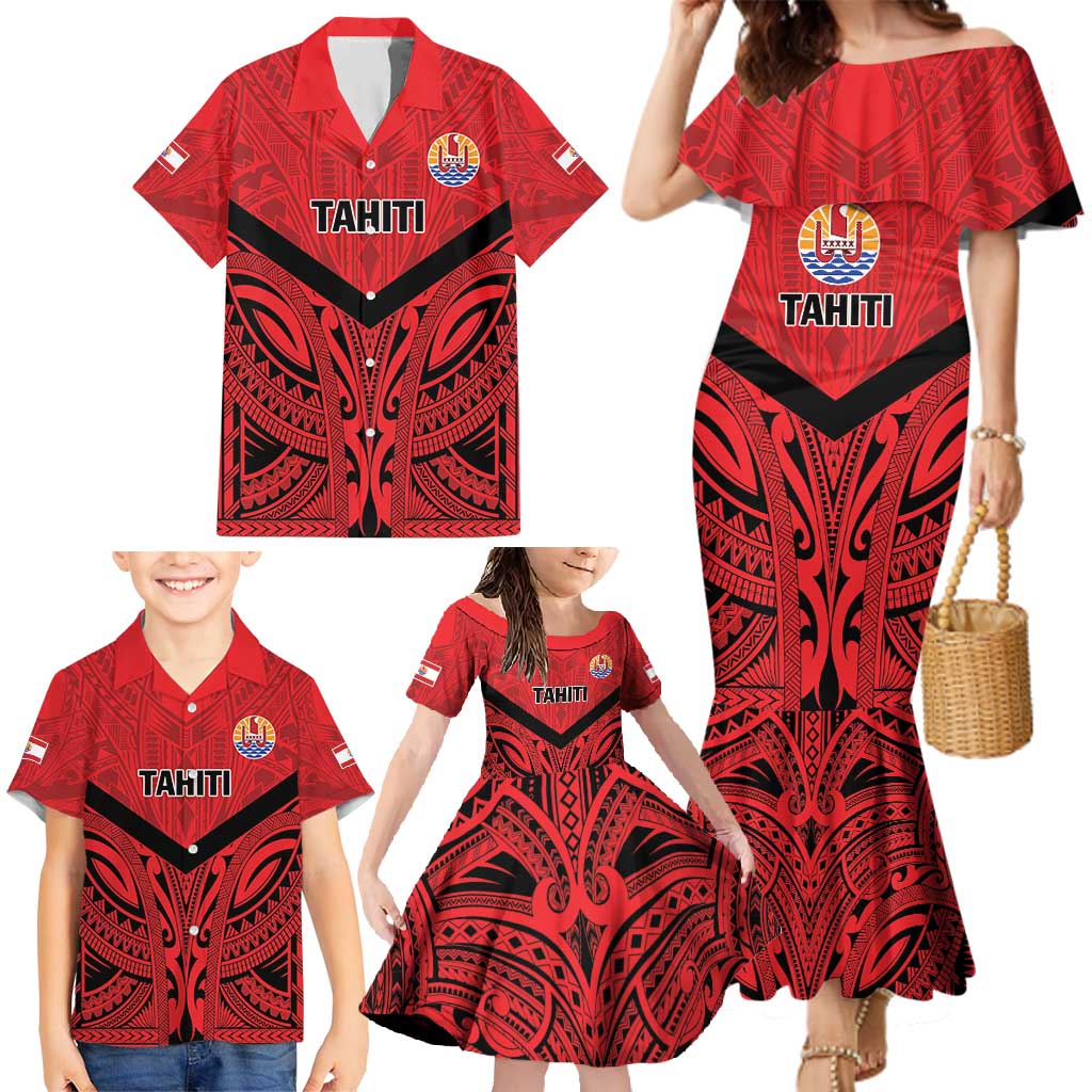 Tahiti Football Custom Family Matching Mermaid Dress and Hawaiian Shirt Toa Aito Go Champions LT9 - Polynesian Pride