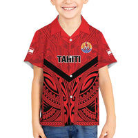 Tahiti Football Custom Family Matching Off Shoulder Maxi Dress and Hawaiian Shirt Toa Aito Go Champions LT9 Son's Shirt Red - Polynesian Pride