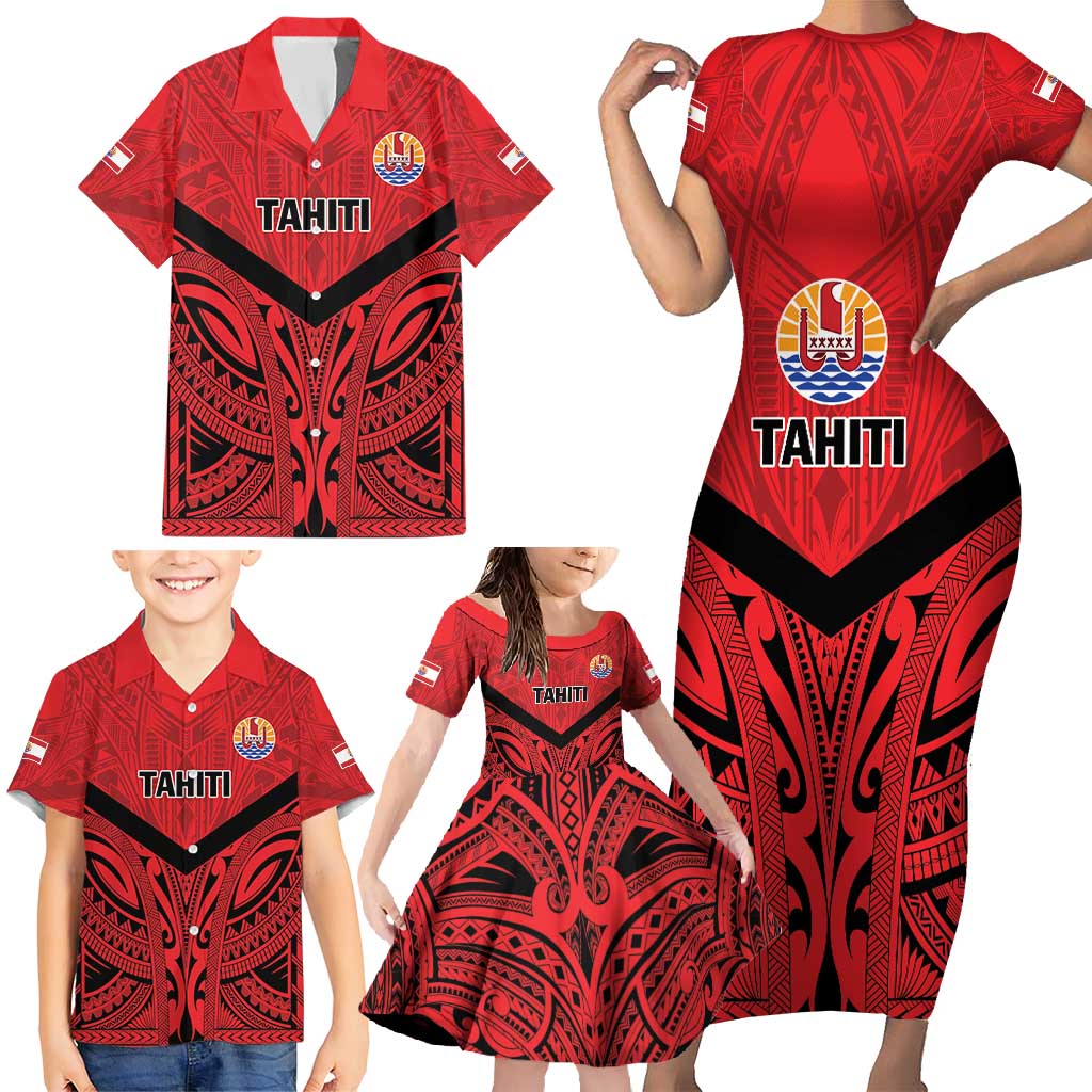 Tahiti Football Custom Family Matching Short Sleeve Bodycon Dress and Hawaiian Shirt Toa Aito Go Champions LT9 - Polynesian Pride