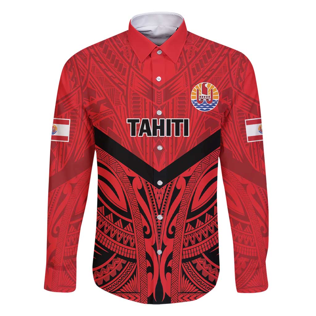 Tahiti Football Custom Family Matching Short Sleeve Bodycon Dress and Hawaiian Shirt Toa Aito Go Champions LT9 Dad's Shirt - Long Sleeve Red - Polynesian Pride